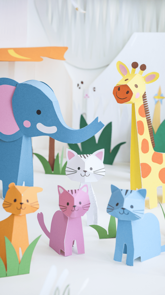 Mit Papier lassen sich die tollsten Tiere basteln! Diese einfache Bastelidee ist ideal für Kinder, die Tiere lieben, und sorgt für eine tierische Deko im Kinderzimmer.