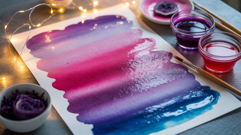 Farbwechsel Malerei mit Rotkohlsaft