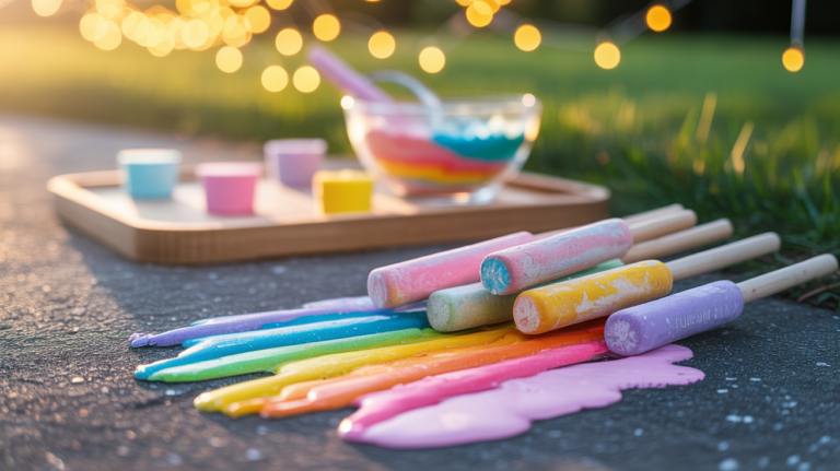 Eis Kreide – bunte Kunst, die langsam schmilzt