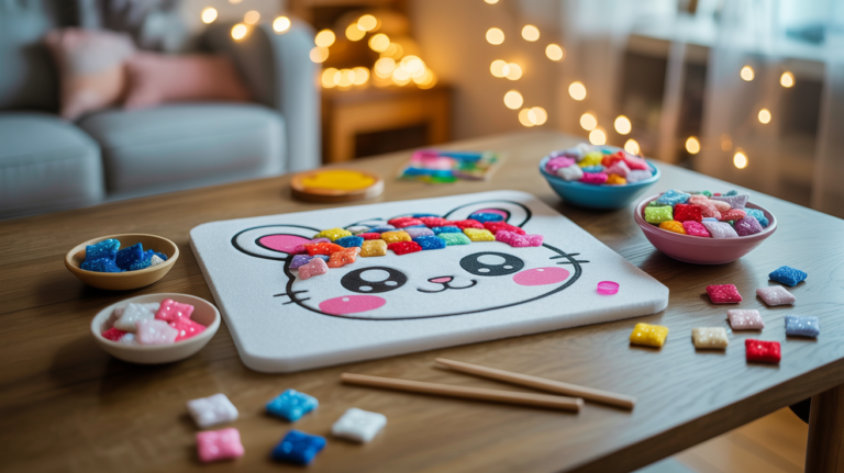 Poke Art selber machen – das kreative Bastelprojekt, bei dem aus bunten Stoffstücken kleine Kunstwerke entstehen