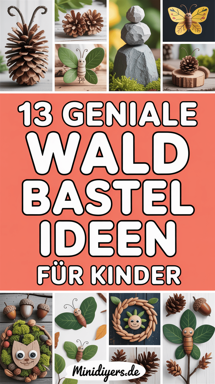 13 kreative Bastelideen im Wald für Kinder mit Naturmaterial