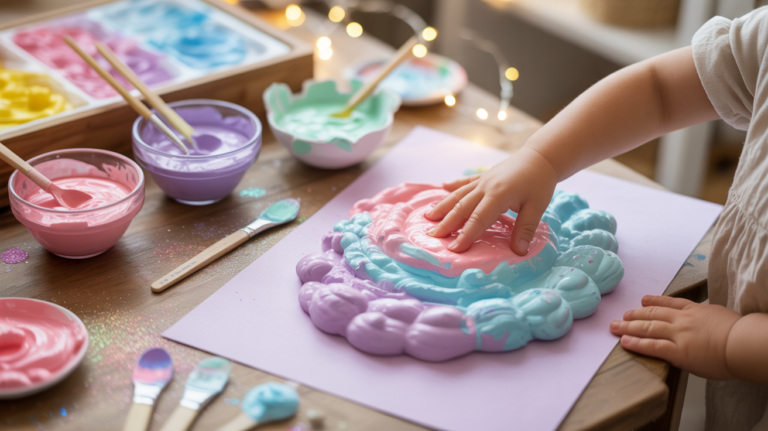 Puffy Paint selber machen – flauschige Zauberfarbe für Kinder