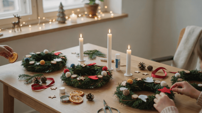 8 Ideen, einen Adventskranz mit Kindern zu basteln