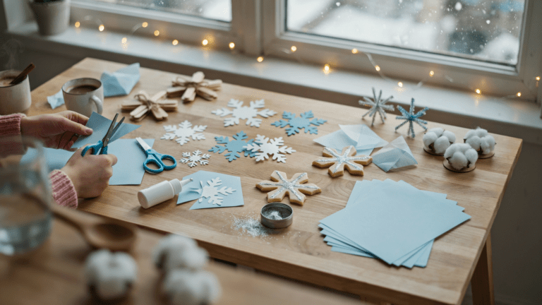 15 frostige Schneeflocken Bastelideen für Kinder im Winter
