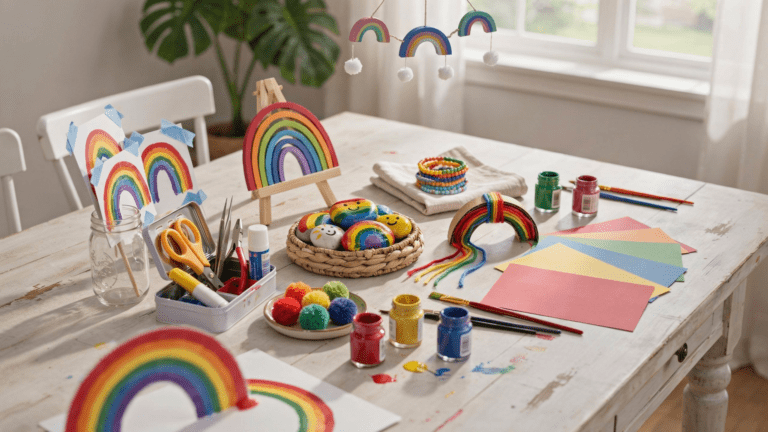 16 farbenfrohe Regenbogen Bastelideen für Kinder